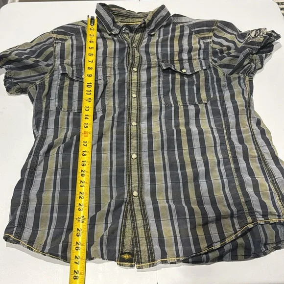 Harley-Davidson Men's Green and Gray Plaid Shirt - Picture 8 of 12